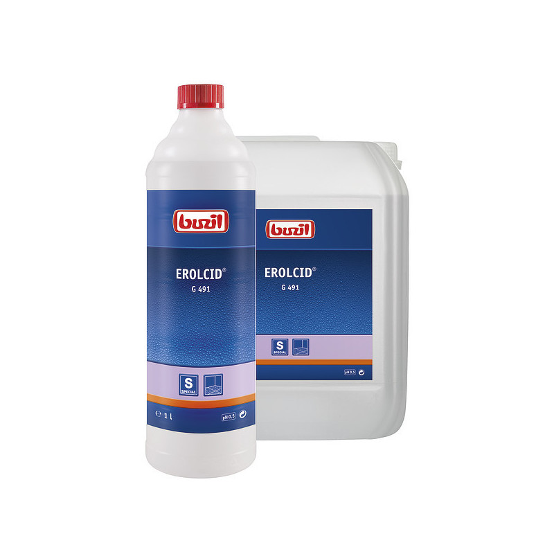 EROLCID G491 DECAPANT ACIDE POUR SURFACES POREUSES TELLES QUE GRES CERAME PH:0.5 5L