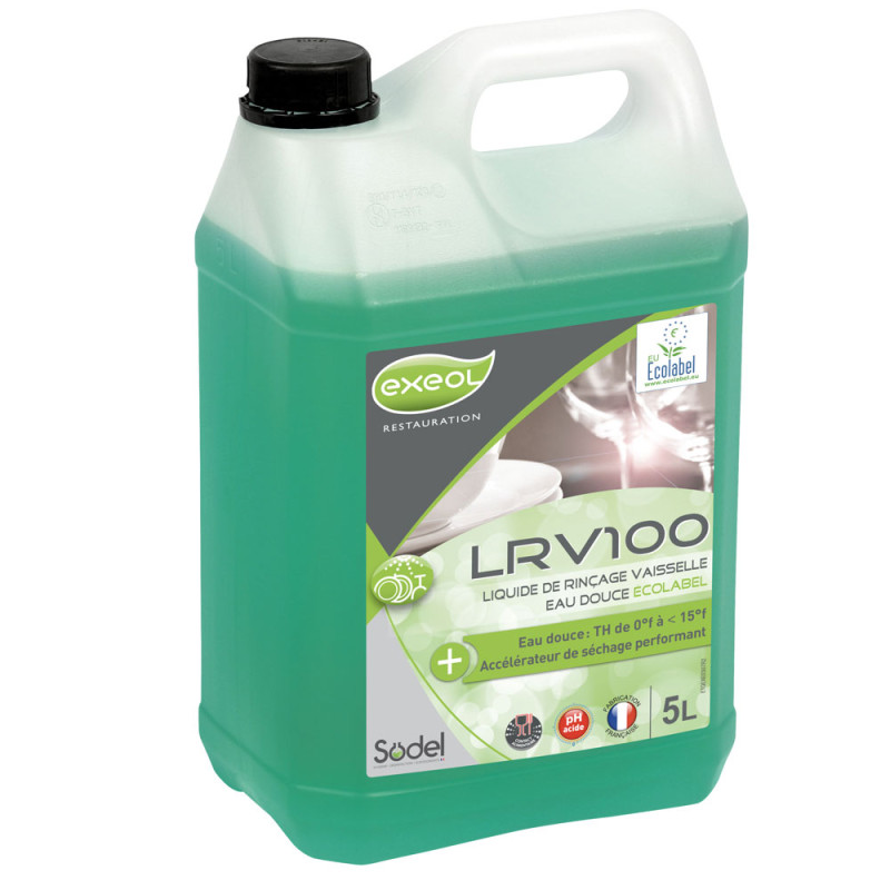 LIQUIDE DE RINCAGE LRV100 POUR LAVE VAISSELLE EAU DOUCE pH:2,5 ECOLABEL BIDON DE 5L 