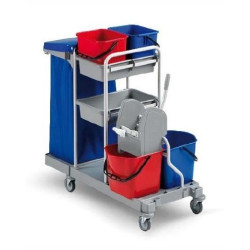 CHARIOT DE MENAGE ARIANE 225 2X12L+2X15L ROUE STANDARD 100MM PRESSE A MÂCHOIRE