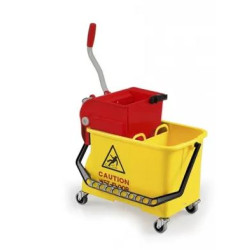 CHARIOT DE LAVAGE SPIDER JAUNE 2X8L AVEC ROUES+PRESSE A PLAT AVEC FOND ROUGE (0707930/C)