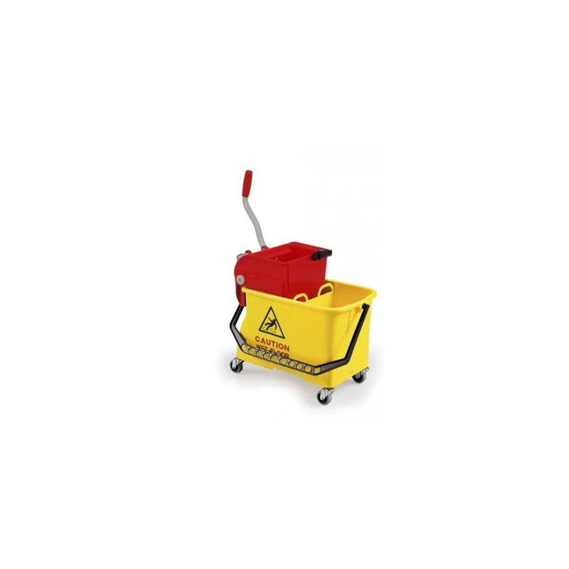 CHARIOT DE LAVAGE SPIDER JAUNE 2X8L AVEC ROUES+PRESSE A PLAT AVEC FOND ROUGE (0707930/C)