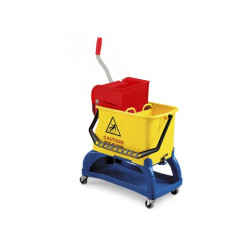 CHARIOT DE LAVAGE SPIDER MAX BI BAC 2X8L AMOVIBLE AVEC ROUES + PRESSE A PLAT