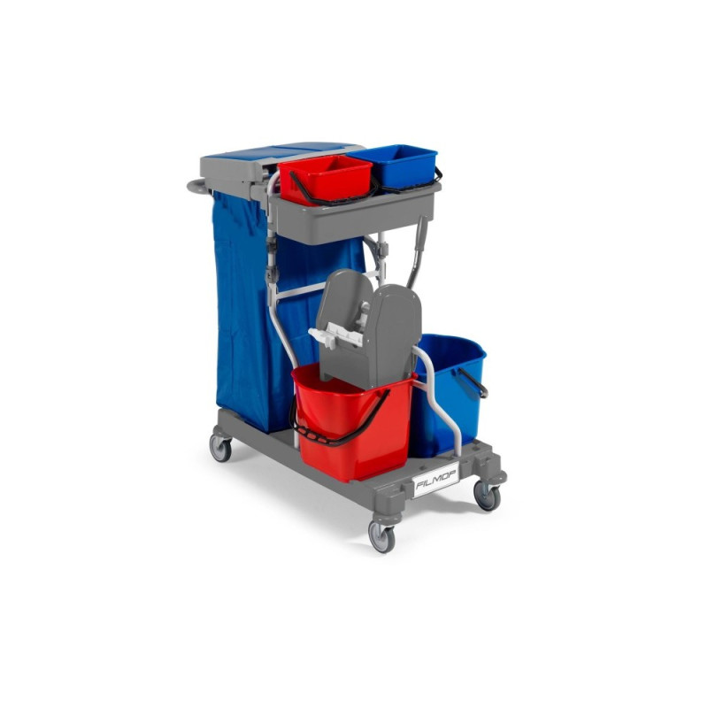 CHARIOT DE MENAGE ARIANE 1050 BASE 85X53 4 SEAUX AVEC PRESSE A MACHOIRE