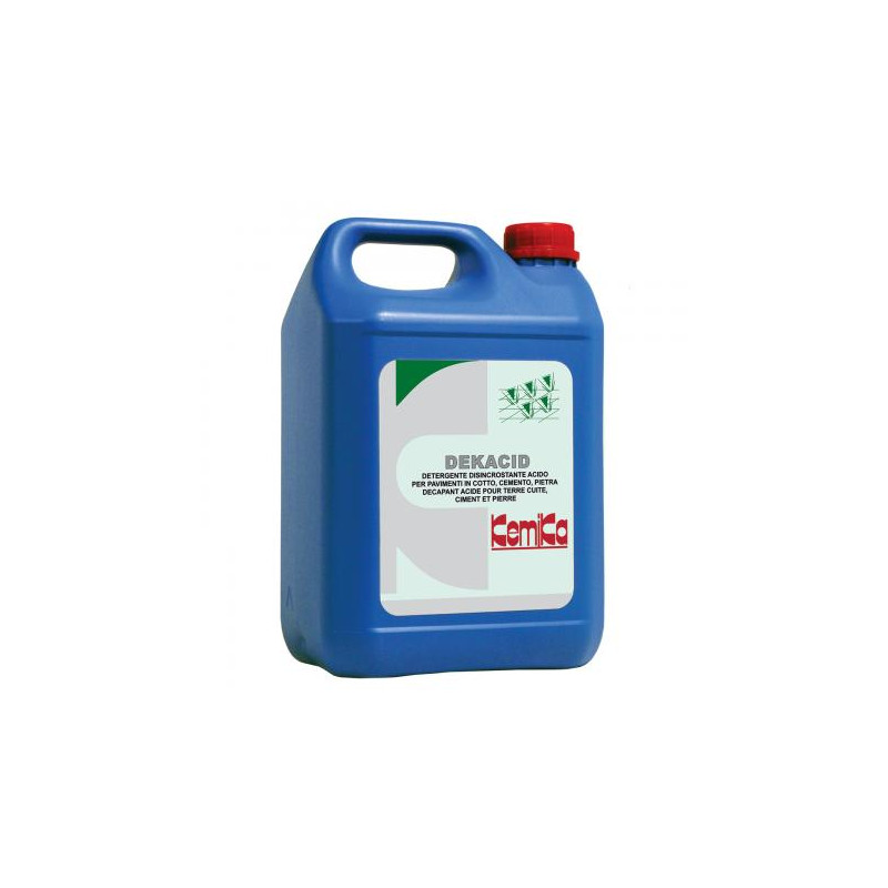 KEMIKA DEKACID DETARTRANT DECAPANT ACIDE PEU MOUSSANT POUR TERRE CUITE ET CIMENT pH:0.5 ± 0.2 BIDON DE 5L