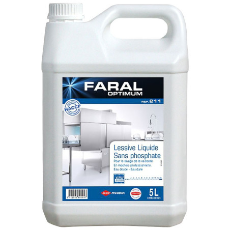 FARAL OPTIMUM 211 LIQUIDE VAISSELLE MACHINE TOUTES EAUX BIDON DE 5L