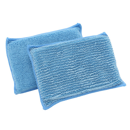 EPONGE MICROFIBRE SPONGE DUO BI-FACES DOUCES BLEUE 14X9CM UNITE