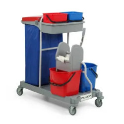 CHARIOT DE MENAGE ARIANE 2115 GRANDE BASE 95X53CM ROUE 100MM AVEC PRESSE A MACHOIRE OU A PLAT