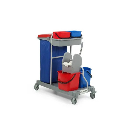 CHARIOT DE MENAGE ARIANE 2115 GRANDE BASE 95X53CM ROUE 100MM AVEC PRESSE A MACHOIRE OU A PLAT