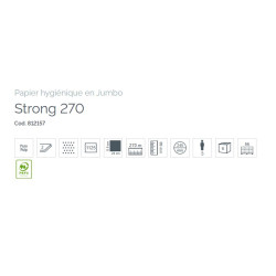 PAPIER TOILETTE JUMBO STRONG 270M 1125F 2PLIS LAIZE 8,5CM Ø24,5CM PURE OUATE BLANC LUCART (812157A)- COLIS DE 6 RLX
