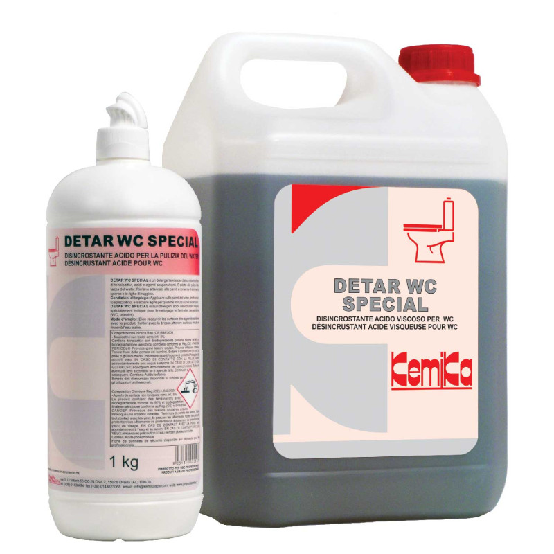 KEMIKA DETAR WC SPECIAL DETERGENT DESINCRUSTANT ACIDE VISQUEUX POUR WC PH 1.0 ± 0.5 LACON DE1L