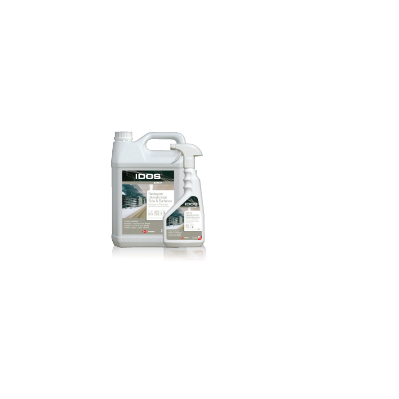 IDOS DSP CONCENTRE DEGRAISSANT DESINFECTANT BACTERICIDE FONGICIDE VIRUCIDE SOLS ET SURFACES ALIM. PH13 BID 5L