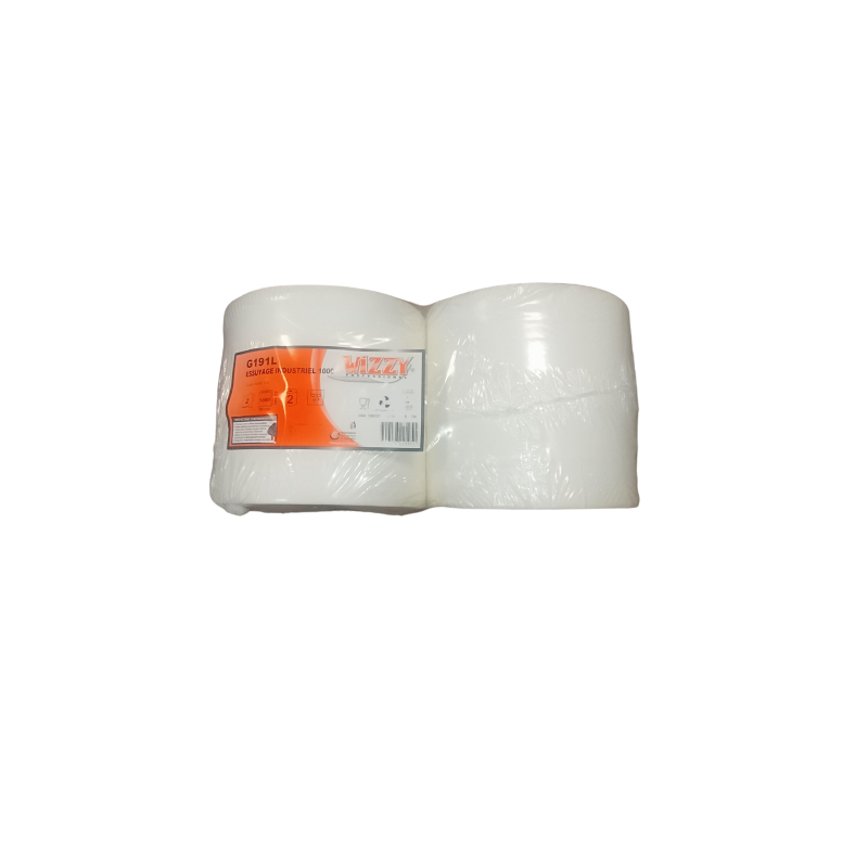 BOBINE 1000F 300M 30X22CM 2PLIS OUATE LISSE BLANCHE GLOBAL HYGIENE (GBM198LWZ)-LOT DE 2