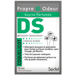DS DETERGENT SURODORANT PUISSANT PROPRE ODEUR PARFUM COQUELICOT DOSETTES DE 15ML-CARTON DE 250