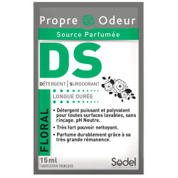 DS DETERGENT SURODORANT PUISSANT PROPRE ODEUR PARFUM FLORAL DOSETTES DE 15ML-CARTON DE 250