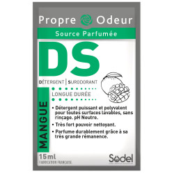 DS DETERGENT SURODORANT PUISSANT PROPRE ODEUR PARFUM MANGUE DOSETTES DE 15ML-CARTON DE 250