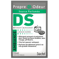 DS DETERGENT SURODORANT PUISSANT PROPRE ODEUR PARFUM AMBIANCE DOSETTES DE 15ML-CARTON DE 250