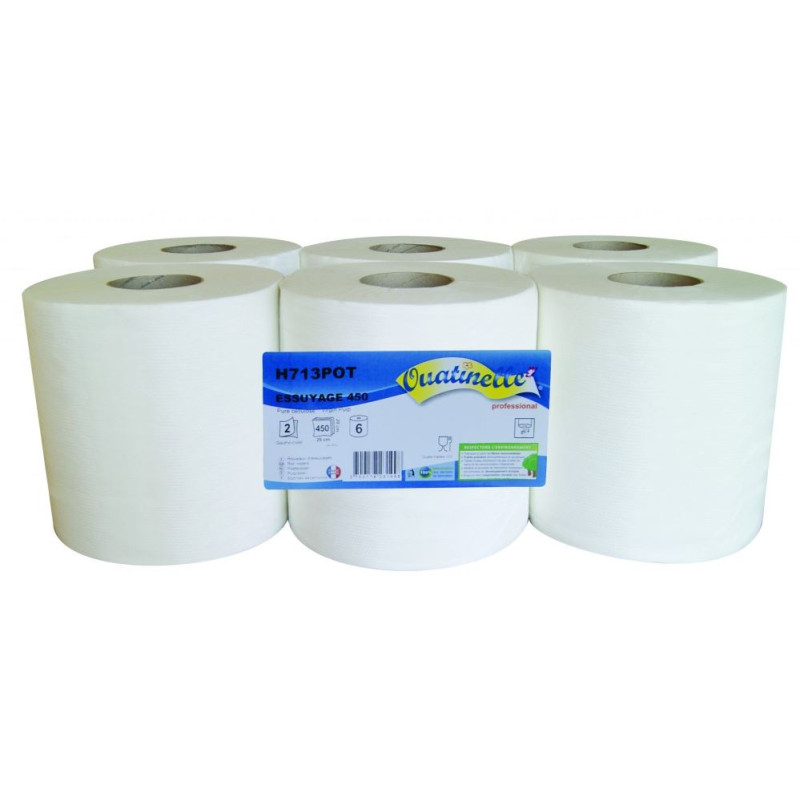 BOBINE 450F DEVIDAGE CENTRAL 108M 20X24CM PURE OUATE ECOLABEL GLOBAL HYGIENE (H713P)-LOT DE 6