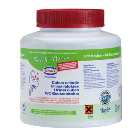 PASTILLES GALETS DETARTRANTES POUR URINOIRS PARFUM FRESH MOUSS-BOITE DE 1KG