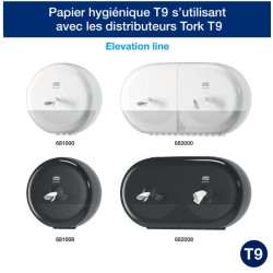 TORK SMARTONE MINI PAPIER TOILETTE 93M 620F 2PLIS PURE OUATE BLANC SYSTEME T9 (472193)- COLIS DE 12 RLX
