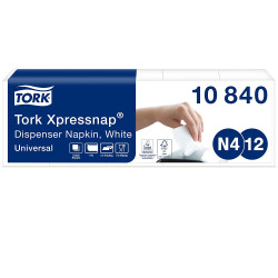 TORK XPRESSNAP®SERVIETTES DE TABLE ENCHEVETREES 1PLIS 21,3X33CM SYSTEME N4 BLANC- COLIS DE 5 PAQUETS DE 225 