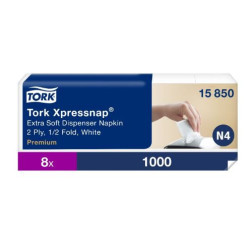 TORK XPRESSNAP®SERVIETTES DE TABLE ENCHEVETREES 2PLIS 21,3X16,5CM SYSTEME N4 BLANC- CARTON DE 8000