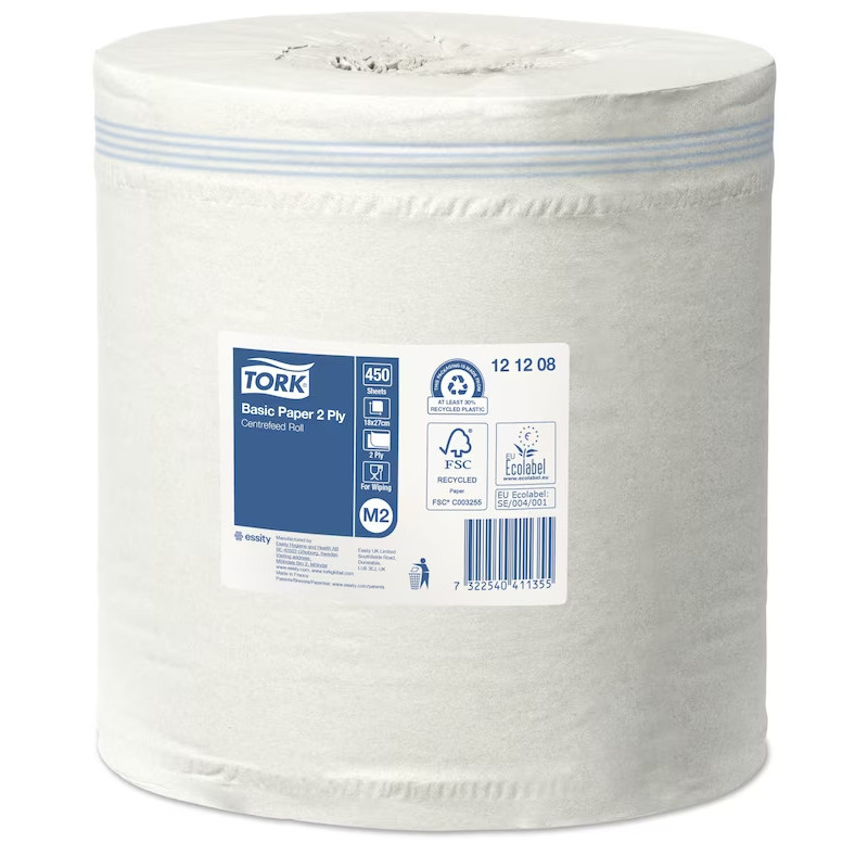 TORK BOBINE DE PAPIER D'ESSUYAGE 450F BASIC SANS MANDRIN POUR DISTRIBUTEUR A DEVIDAGE CENTRAL SYSTEME M2 PAQUET DE 6 BOBINES (12