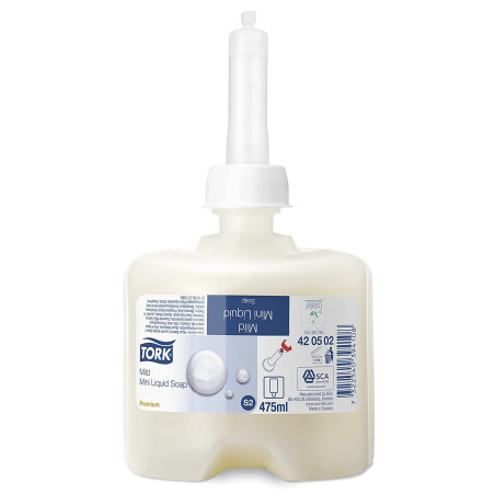 RECHARGE SAVON LIQUIDE DOUX MINI TORK 475ML S2 CARTON DE 8X475ML (420502)