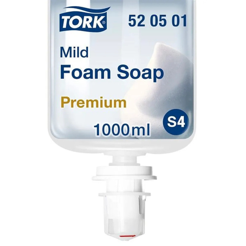 TORK SAVON MOUSSE DOUX POUR LES MAINS BLANC SYSTEME S4 - CARTON DE 6 RECHARGES DE 1000ML