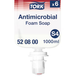 TORK SAVON MOUSSE ANTIMICROBIEN SYSTEME S4 - CARTON DE 6 RECHARGES DE 1000ML