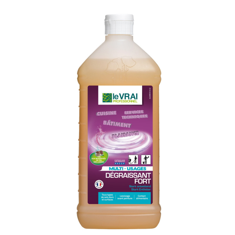 DEGRAISSANT FORT TOUS TYPES DE SURFACES PH PUR :13 LE VRAI FLACON DE 1L
