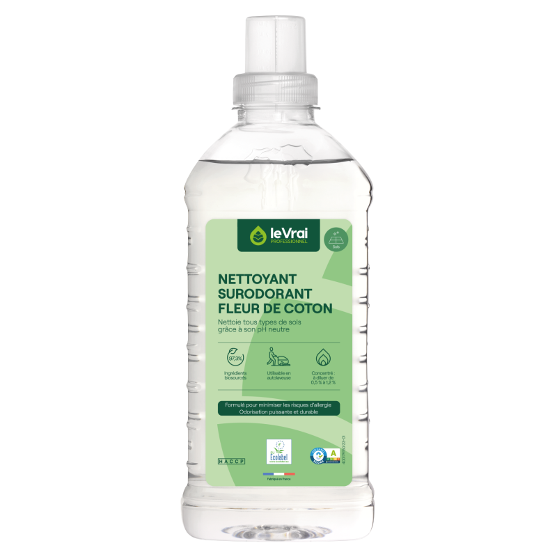 LVP NETTOYANT SURODORANT CONCENTRE PARFUM PH PUR: 9-10 PARFUM FLEUR DE COTON (5801) FLACON DE 1L 