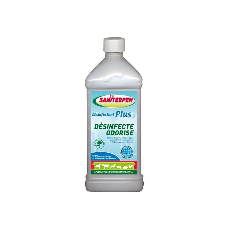 SANITERPEN DESINFECTANT PLUS BACTERICIDE ODORISANT MILIEUX ANIMALIERS FLACON DE 1L