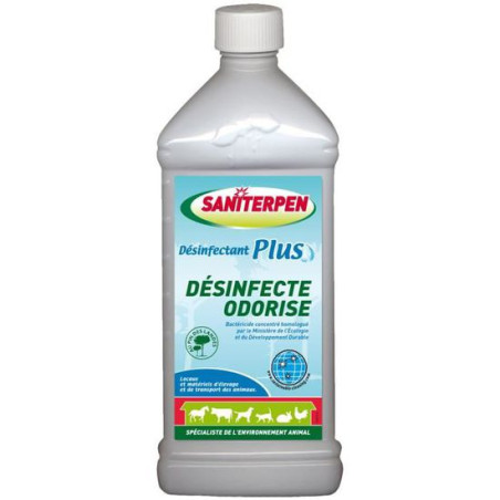SANITERPEN DESINFECTANT PLUS BACTERICIDE ODORISANT MILIEUX ANIMALIERS FLACON DE 1L