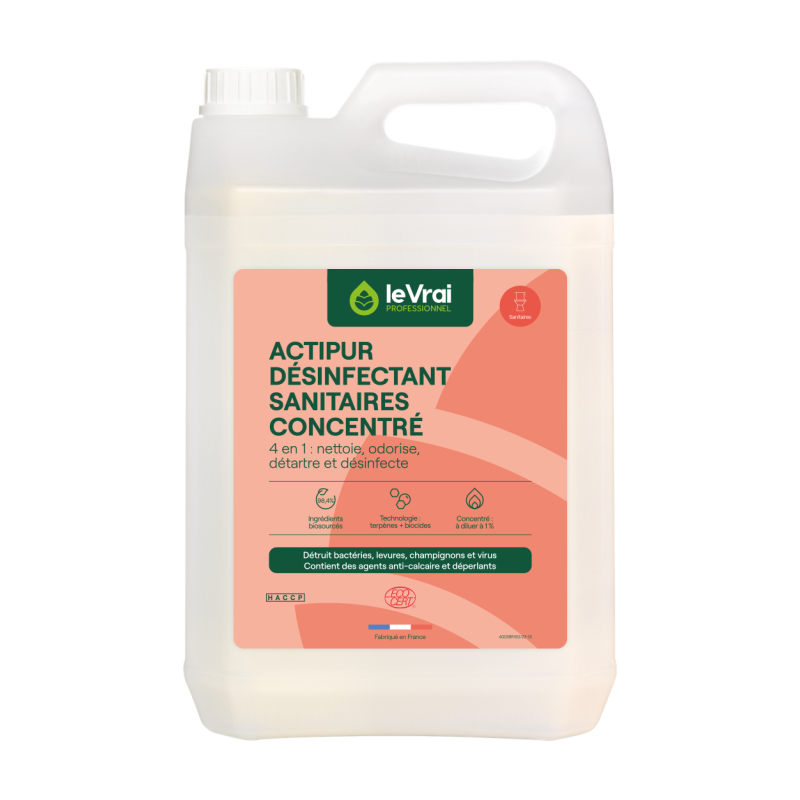 ACTIPUR DESINFECTANT SANITAIRES CONCENTRE ECOCERT pH : 1,8 LE VRAI (5524) BIDON DE 5L 