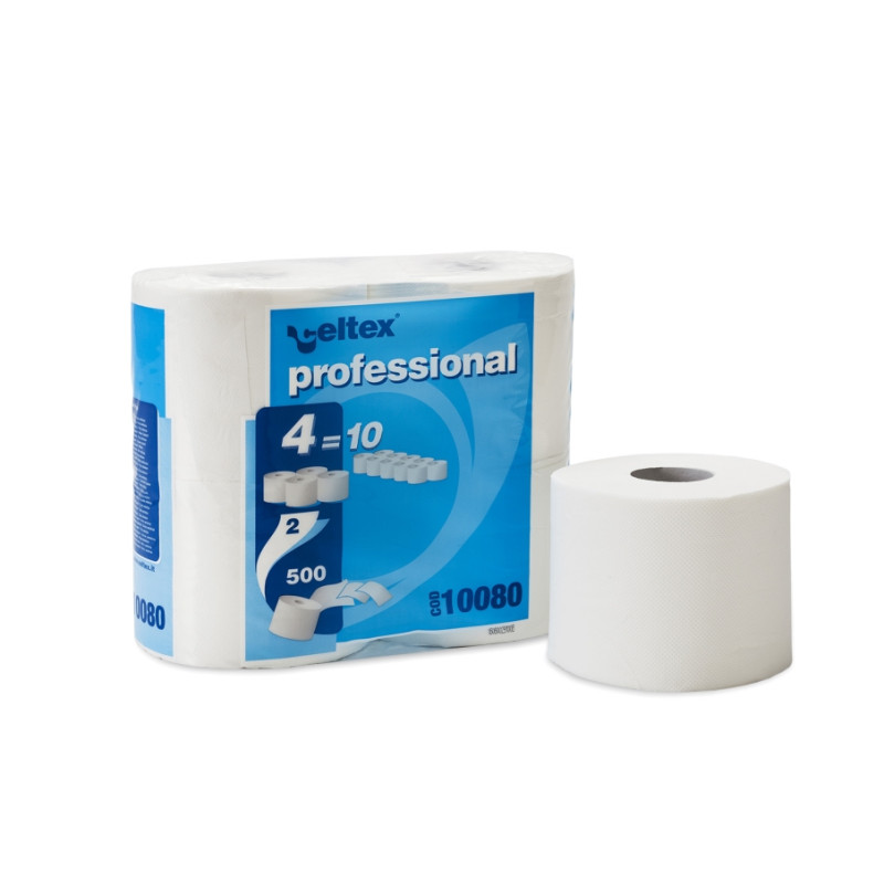 PAPIER TOILETTE COMPACT PROFESSIONAL 55M 500F 2PLIS LAIZE 9,8CM Ø12CM PURE OUATE BLANC CELTEX (C10080N)- COLIS DE 40 RLX