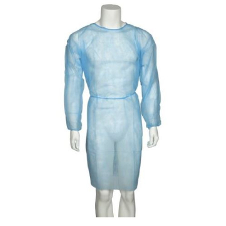 BLOUSE UU NON STERILE AVEC POIGNETS ELASTIQUES BLEU CLAIR-SACHET DE 10