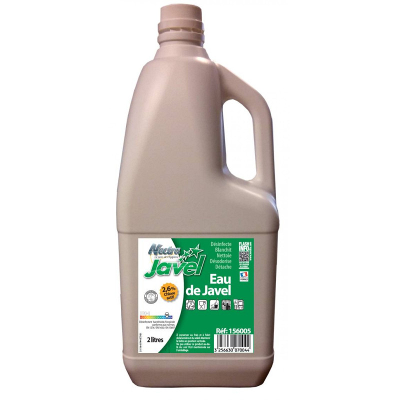 EAU DE JAVEL 2,6° NETTOYANT DESINFECTANT BLANCHISSANT MULTI-USAGE FLACON DE 2L