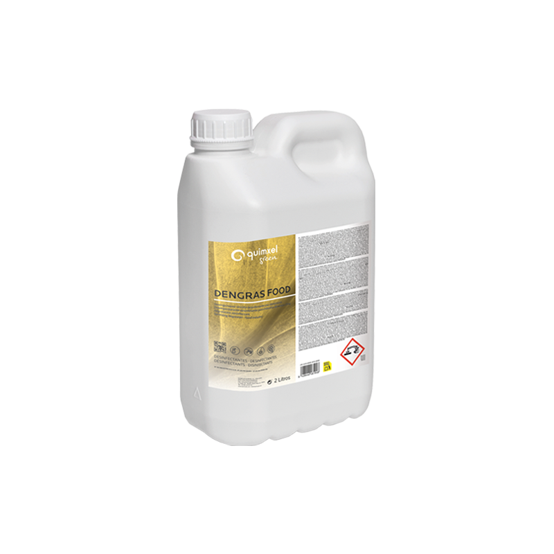 DENGRAS FOOD DEGRAISSANT DESINFECTANT BACTERICIDE LEVURICIDE POUR SYSTEME DE DILUTION PH:12,5 QUIMXEL BIDON 2L
