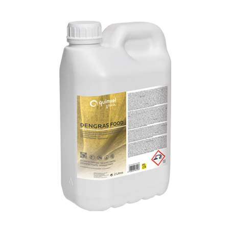 DENGRAS FOOD DEGRAISSANT DESINFECTANT BACTERICIDE LEVURICIDE POUR SYSTEME DE DILUTION PH:12,5 QUIMXEL BIDON 2L
