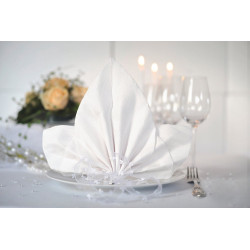 SERVIETTES DE TABLE 2 PLIS 48X48CM DUNIS ELEGANCE LILY BLANC HPS- CARTON DE 240