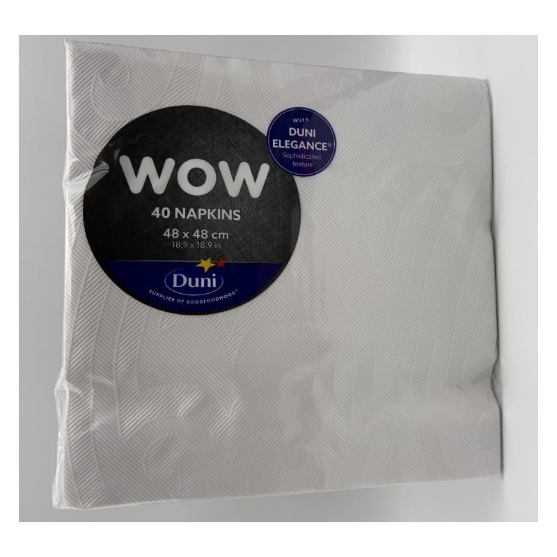 SERVIETTES DE TABLE 2 PLIS 48X48CM DUNIS ELEGANCE LILY BLANC HPS- PAQUET DE 40