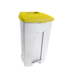 POUBELLE A PEDALE CONTIPLAST 120L BLANC/JAUNE 