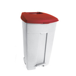 POUBELLE A PEDALE CONTIPLAST 120L BLANC/ROUGE