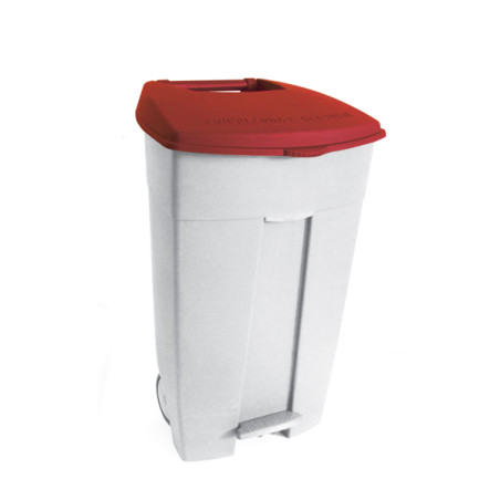 POUBELLE A PEDALE CONTIPLAST 120L BLANC/ROUGE