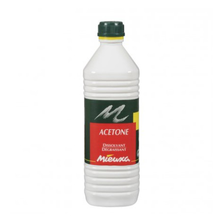 ACETONE DISSOLVANT DEGRAISSANT CONTRE LES TRACES DE COLLES VERNIS PEINTURE MIEUXA FLACON DE 1L