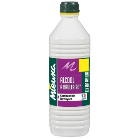 ALCOOL A BRULER 90° POUR RECHAUDS LAMPE A ALCOOL MIEUXA FLACON DE 1L