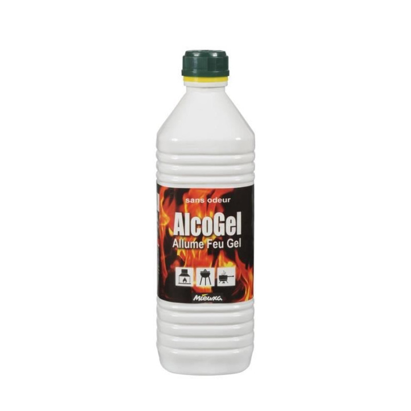 ALCOGEL ALLUME FEU POUR RECHAUDS A ALCOOL BARBECUE ET CHEMINEES MIEUXA FLACON DE 1L