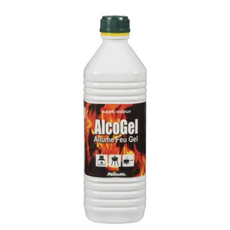 ALCOGEL ALLUME FEU POUR RECHAUDS A ALCOOL BARBECUE ET CHEMINEES MIEUXA FLACON DE 1L