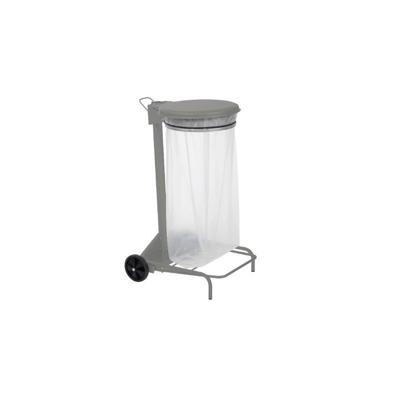 CHARIOT PORTE SAC COLLEC ROULE 110L AVEC PEDALE GRIS CLAIR (REF 57330)