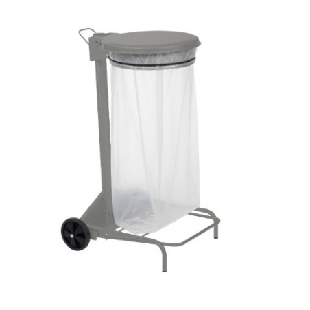 CHARIOT PORTE SAC COLLEC ROULE 110L AVEC PEDALE GRIS CLAIR (REF 57330)